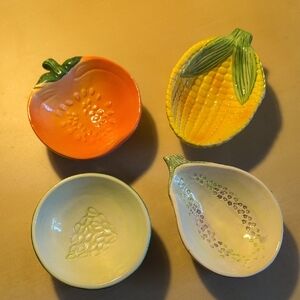 Fruit-Themed Ceramic Bowl Set - Orange, Yellow, Green